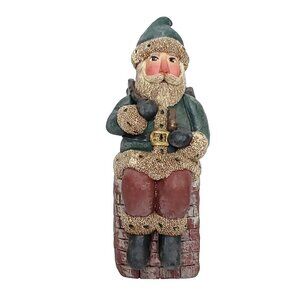 Folk Art Christmas Santa Claus Figurine Sitting On Chimney Bag Toys Gail Laura